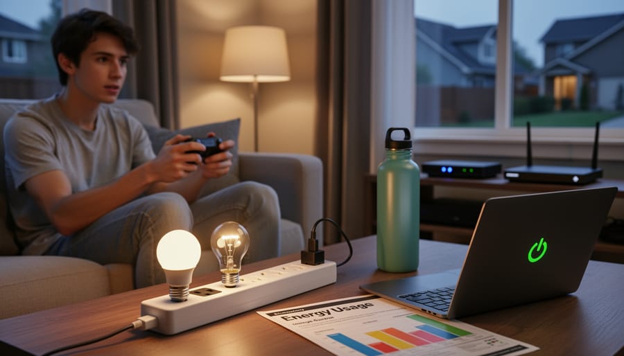 Close-up of a person’s hands using a laptop for online gaming in a Canadian living room